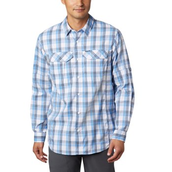 Columbia Silver Ridge Lite Plaid Long Sleeve, Camisa Azur Azules Para Hombre | 736205-DYW